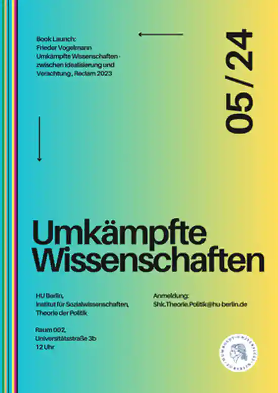 Verschoben: Buchvorstellung *Umkämpfte Wissenschaften -- zwischen Idealisierung und Verachtung*</s>